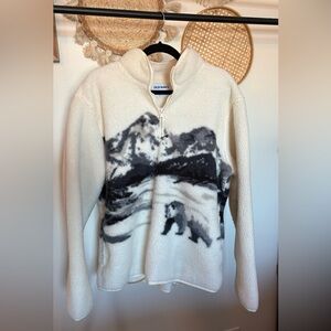 Old Navy Cream and Black Half-Zip Bear Fleece
